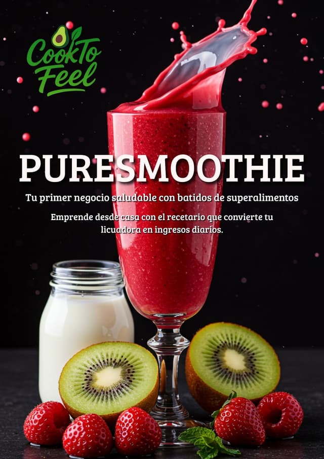 Portada ebook PureSmoothie — 100 recetas de batidos saludables con superalimentos para emprender desde casa